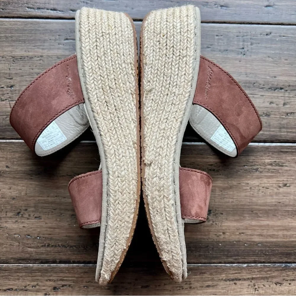 EDDIE BAUER Travel Platform Espadrille SandalS Suede Brown Size 10